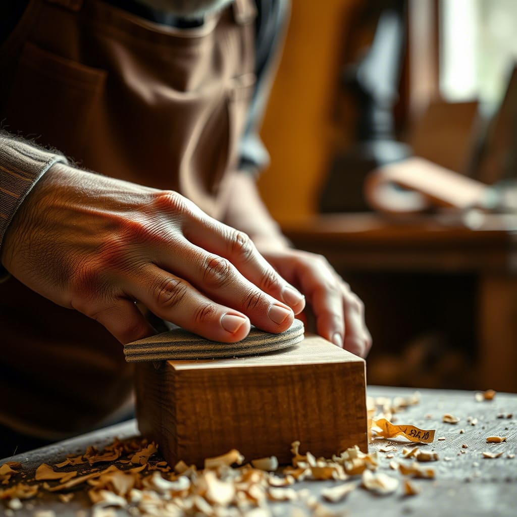Artisan handcrafting furniture